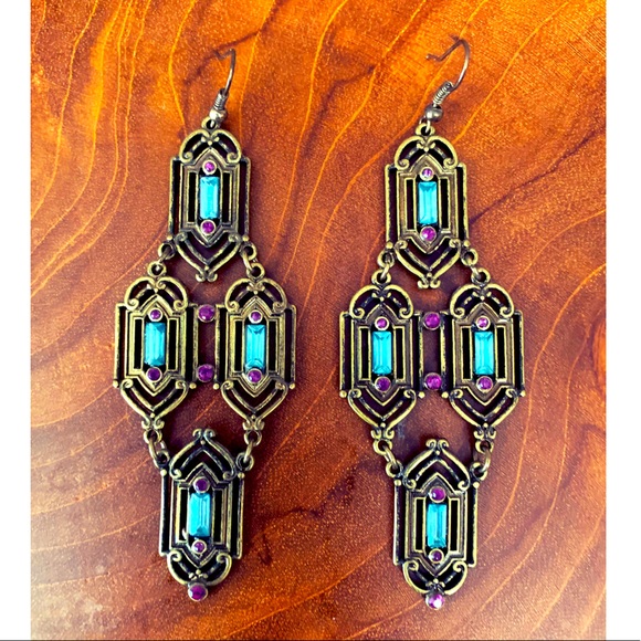 Gorgeous Art Deco brass earrings - Picture 1 of 3